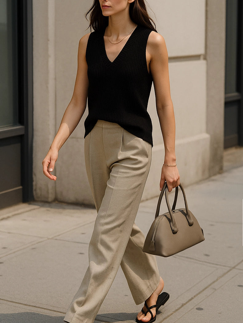 Elegant Taupe Leather Handbag – Dual Carry Top Handle & Crossbody