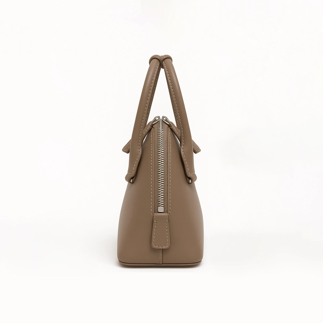 Elegant Taupe Leather Handbag – Dual Carry Top Handle & Crossbody