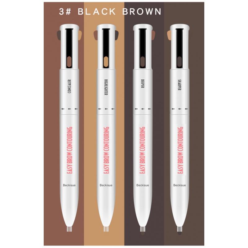 Eb02 Multifunctional Eyebrow Pencil Four-in-One Beauty Tool Four-Color Rotation round Beads Eyebrow Pencil