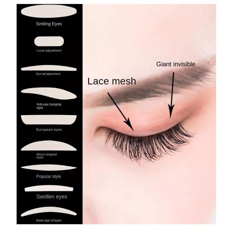 EM07 Partial Lace Double Eyelid Stickers Water Sticking Fine Adjustment Eye Beauty Tape Breathable Mesh Water Sticking Invisible Adjustment Type