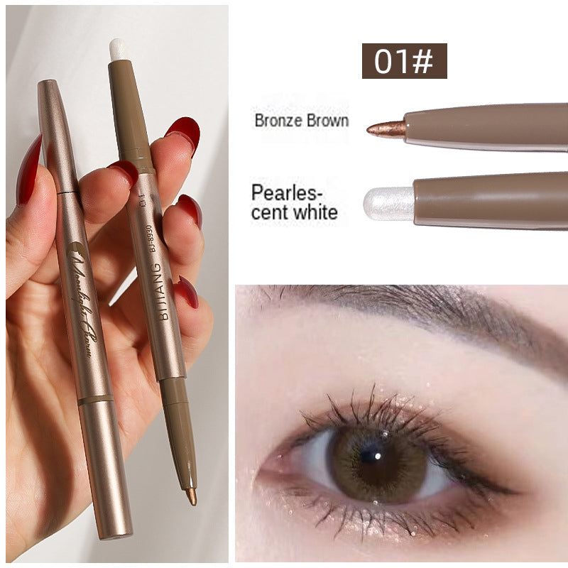 HL01 Phantom Moonlight Double-Headed Eye Shadow Pen Pearlescent White Open Inner Eye Corner Highlight Brightening Eye Makeup Pen