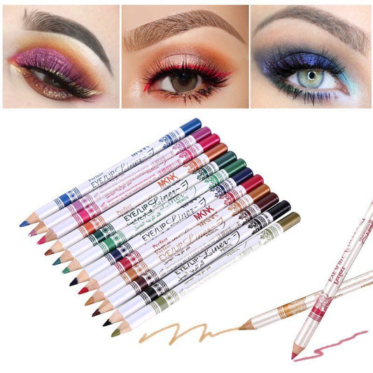 EL07 12 Color Mousse Eye Shadow Glue Pen Eyebrow Pencil Eyeliner Lip Liner Highlight Stick Set