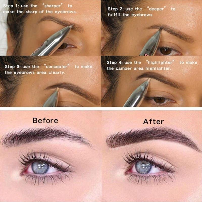 Eb02 Multifunctional Eyebrow Pencil Four-in-One Beauty Tool Four-Color Rotation round Beads Eyebrow Pencil