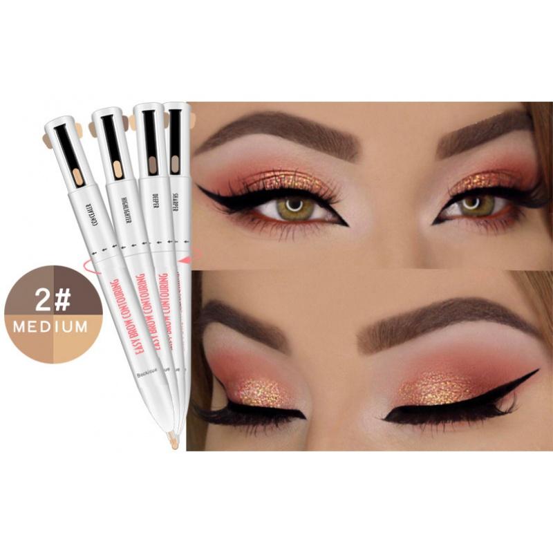 Eb02 Multifunctional Eyebrow Pencil Four-in-One Beauty Tool Four-Color Rotation round Beads Eyebrow Pencil