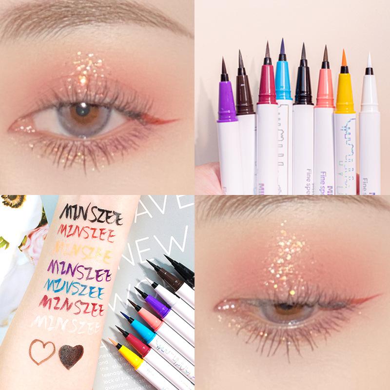 EL14 Eyeliner Not Smudge Ultra-Fine Waterproof Long-Lasting Brown White Color Liquid Eyeliner
