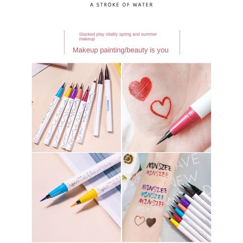 EL14 Eyeliner Not Smudge Ultra-Fine Waterproof Long-Lasting Brown White Color Liquid Eyeliner