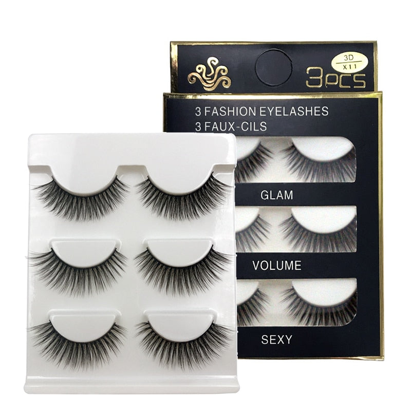 EC2BE 3 Pairs Natural False Eyelashes Thick Make Ups 3d Mink Lashes Soft Eyelash Extension Fake Eyelash Long Mink Eyelashes