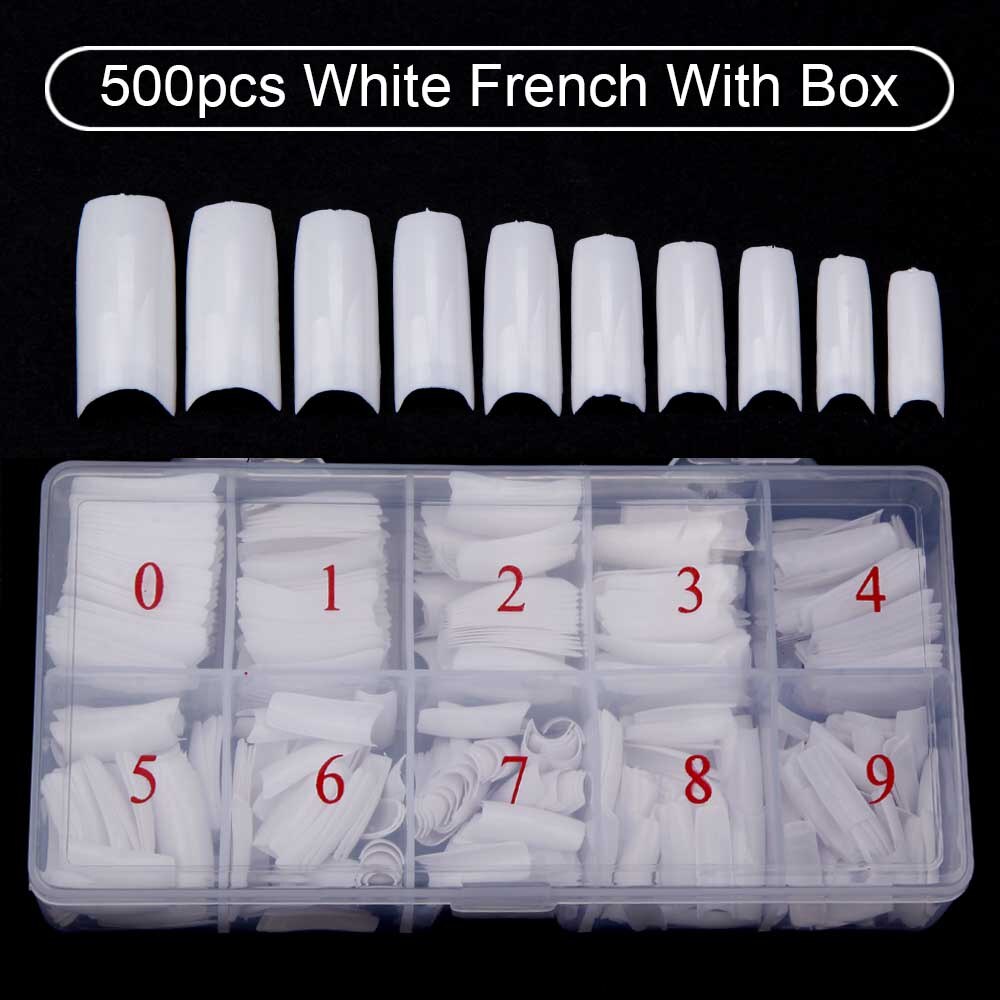 500pcs Fake Nails French Manicure Acrylic False Nails