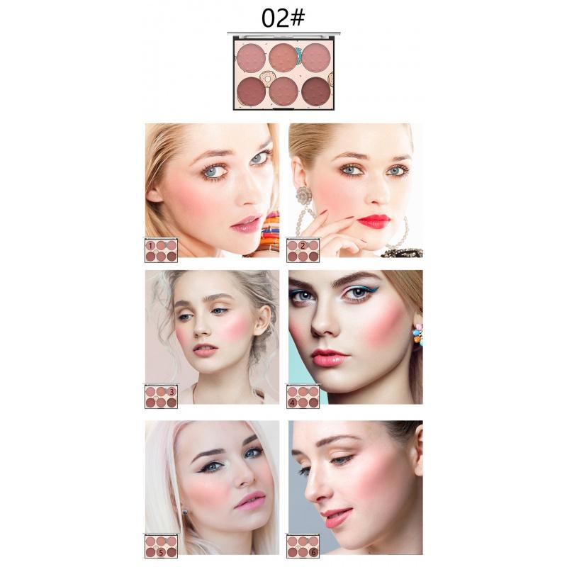 BL01 Miss Rose Six-Color Blush Long-Lasting Natural Red Matte Blusher Plate