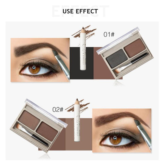 Two-Tone Eyebrow Powder with Eyebrow Brush Eyeliner Natural Three-Dimensional Waterproof and Sweat-Proof