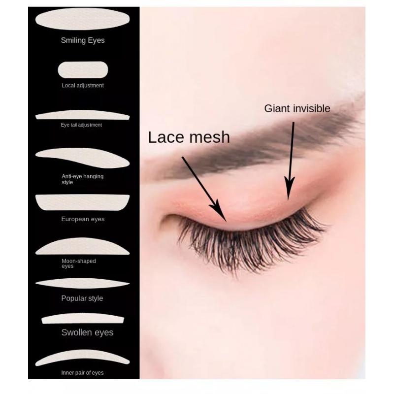 EM07 Partial Lace Double Eyelid Stickers Water Sticking Fine Adjustment Eye Beauty Tape Breathable Mesh Water Sticking Invisible Adjustment Type