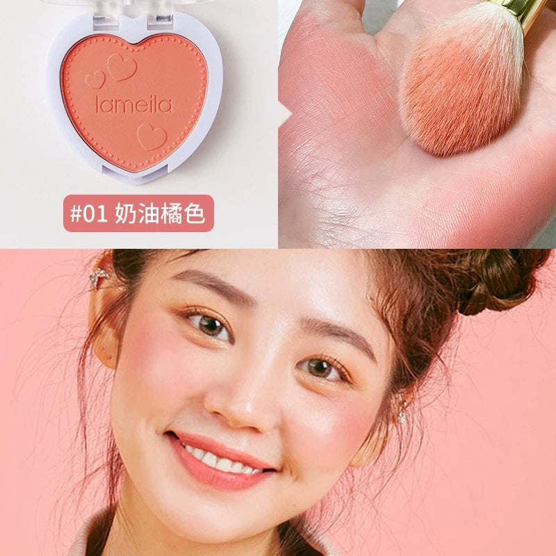 BL05 Rouge Blusher Plate Nude Makeup Repair Monochrome Beginner Female Monochrome Heart Blush