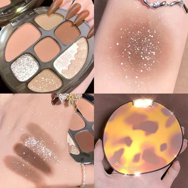 Es05 Eight-Color Amber Eye Shadow Shimmering Powder Shimmer Earth Color Eye Shadow Plate Ins High-Profile Figure