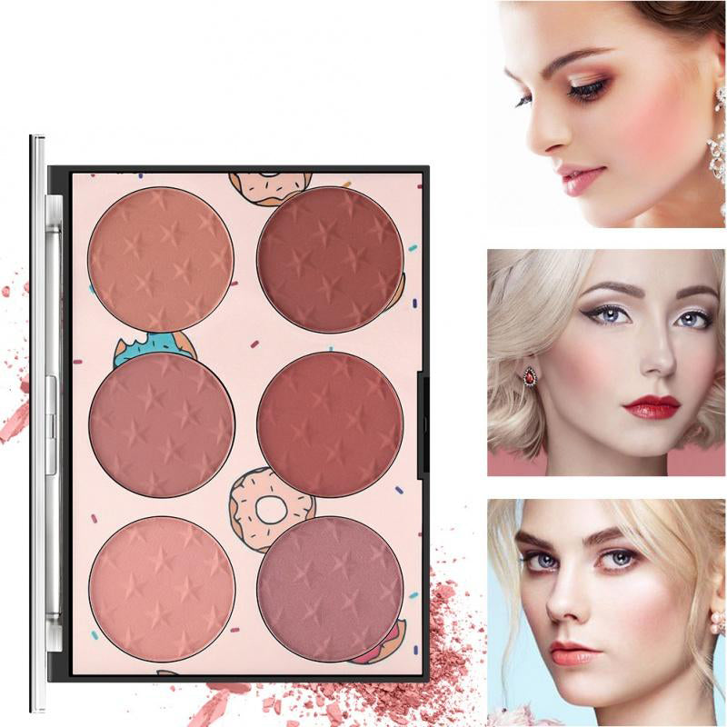 BL01 Miss Rose Six-Color Blush Long-Lasting Natural Red Matte Blusher Plate