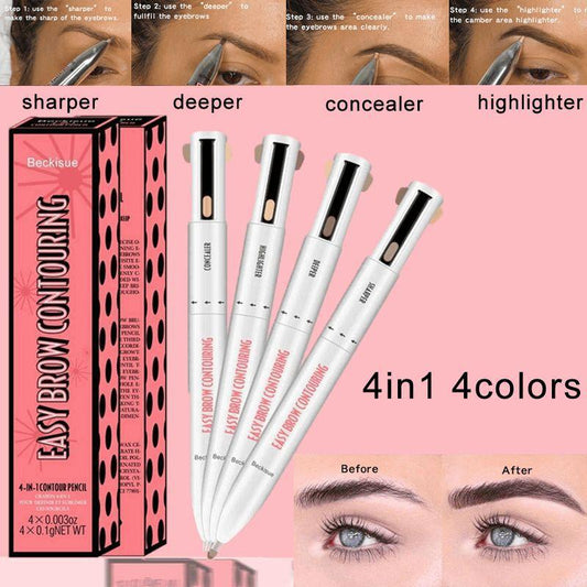 Eb02 Multifunctional Eyebrow Pencil Four-in-One Beauty Tool Four-Color Rotation round Beads Eyebrow Pencil