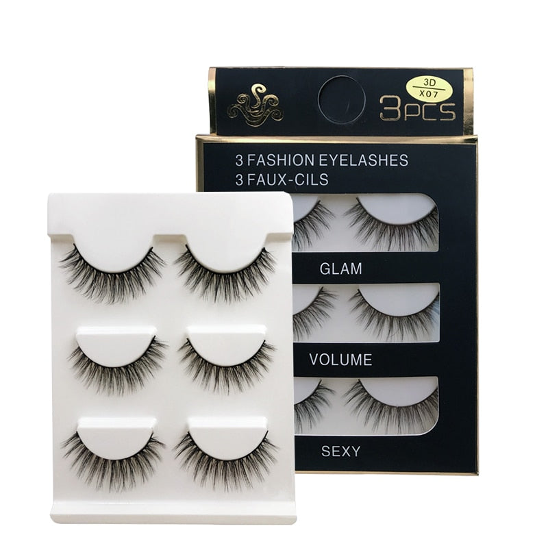 EC2BE 3 Pairs Natural False Eyelashes Thick Make Ups 3d Mink Lashes Soft Eyelash Extension Fake Eyelash Long Mink Eyelashes