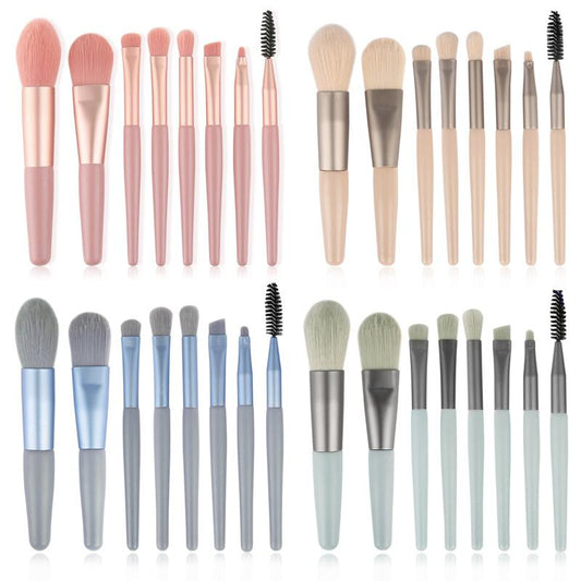 New Mini 8 Makeup Brushes Set Eye Shadow Brush Lash Comb Blush Loose Powder Brush Makeup Brush