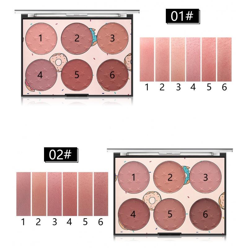 BL01 Miss Rose Six-Color Blush Long-Lasting Natural Red Matte Blusher Plate