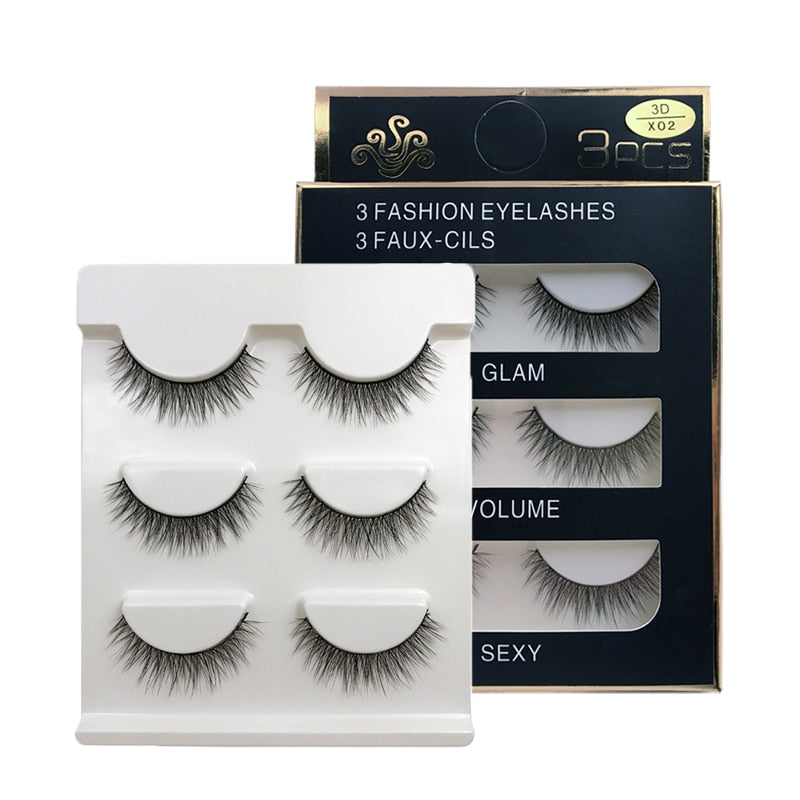 EC2BE 3 Pairs Natural False Eyelashes Thick Make Ups 3d Mink Lashes Soft Eyelash Extension Fake Eyelash Long Mink Eyelashes