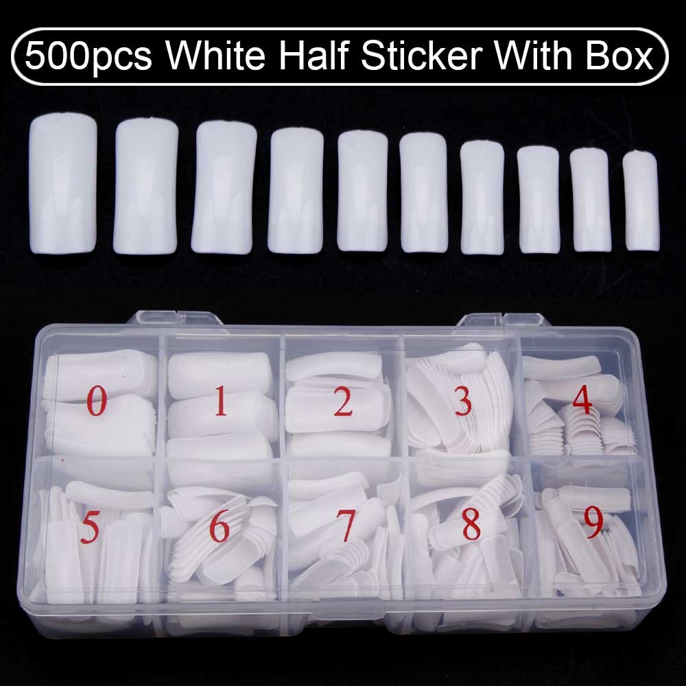 500pcs Fake Nails French Manicure Acrylic False Nails