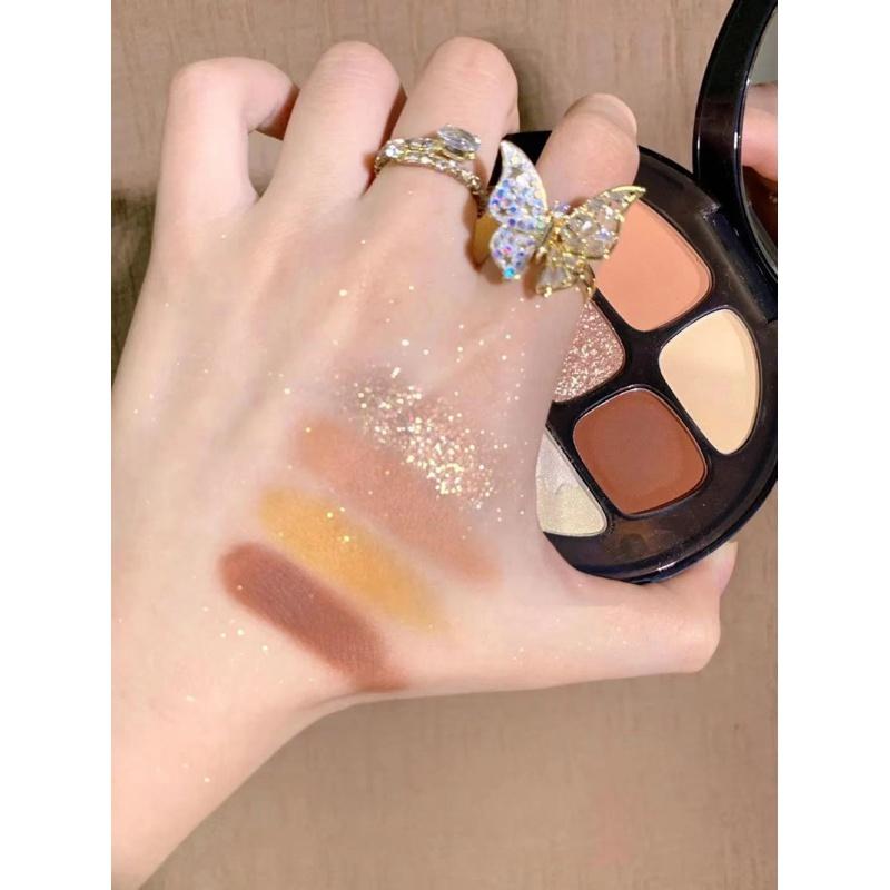 Es05 Eight-Color Amber Eye Shadow Shimmering Powder Shimmer Earth Color Eye Shadow Plate Ins High-Profile Figure