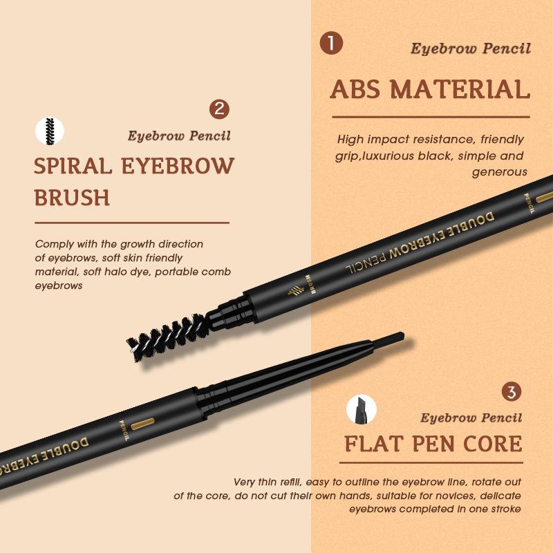 Eb01 Triangle Core Double-Headed Bevel Thin Head Eyebrow Pencil Durable Waterproof and Sweatproof Smear-Proof Makeup