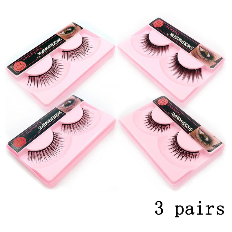 EC2BE 3 Pairs Natural False Eyelashes Thick Make Ups 3d Mink Lashes Soft Eyelash Extension Fake Eyelash Long Mink Eyelashes