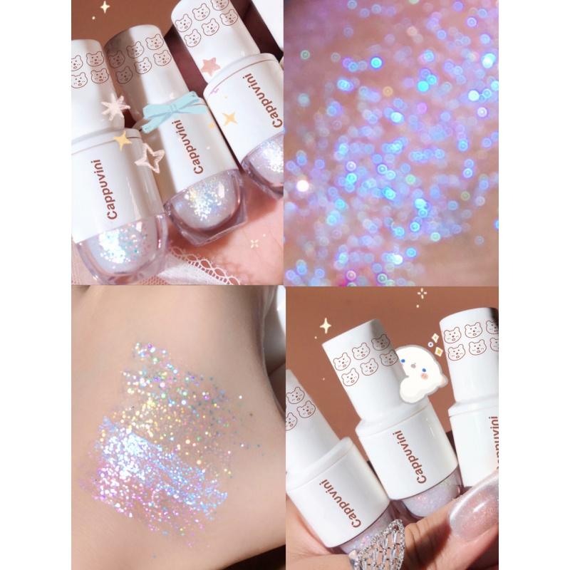 Es02 Starry Liquid Eye Shadow Bear Bowling Sequins Glitter Student Mermaid Pearl Tears