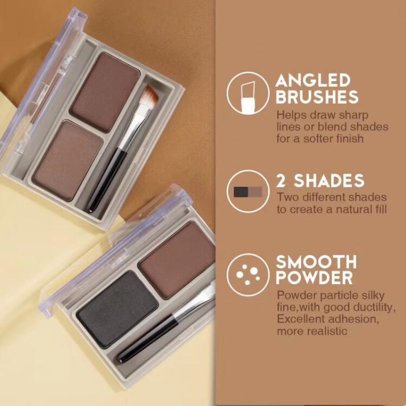 Two-Tone Eyebrow Powder with Eyebrow Brush Eyeliner Natural Three-Dimensional Waterproof and Sweat-Proof