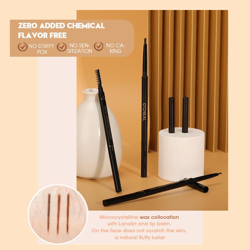 Eb01 Triangle Core Double-Headed Bevel Thin Head Eyebrow Pencil Durable Waterproof and Sweatproof Smear-Proof Makeup