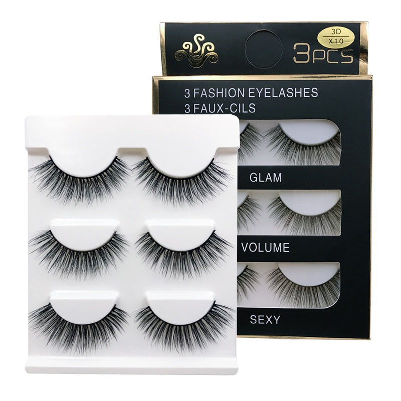 EC2BE 3 Pairs Natural False Eyelashes Thick Make Ups 3d Mink Lashes Soft Eyelash Extension Fake Eyelash Long Mink Eyelashes