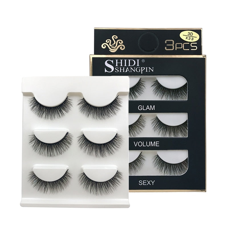 EC2BE 3 Pairs Natural False Eyelashes Thick Make Ups 3d Mink Lashes Soft Eyelash Extension Fake Eyelash Long Mink Eyelashes