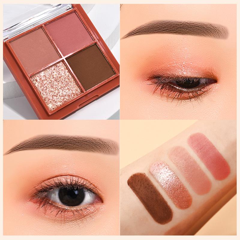 ES12 4 Color Eyeshadow Small Kit Ins Earth Color Four Grid Eye Shadow Plate Portable Models