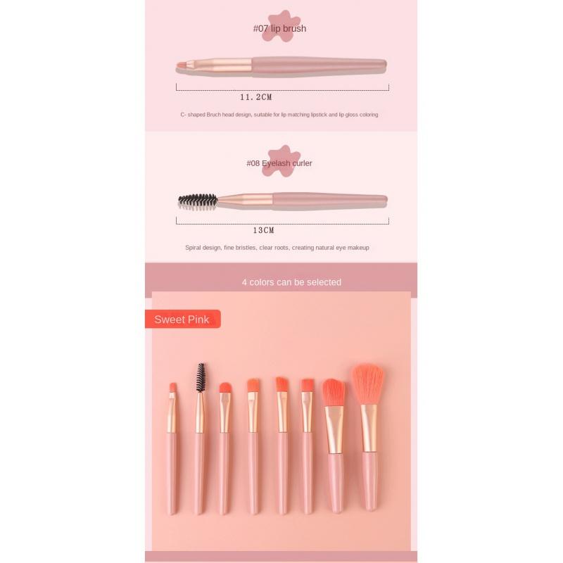 New Mini 8 Makeup Brushes Set Eye Shadow Brush Lash Comb Blush Loose Powder Brush Makeup Brush