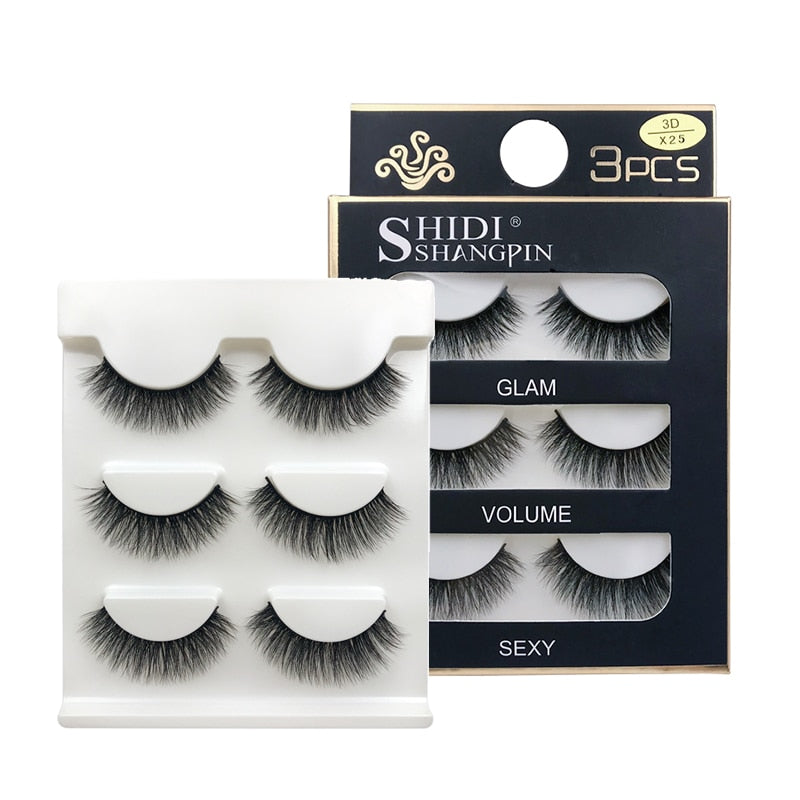 EC2BE 3 Pairs Natural False Eyelashes Thick Make Ups 3d Mink Lashes Soft Eyelash Extension Fake Eyelash Long Mink Eyelashes