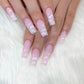 Pink Cow Design False Nail French Full Cover Long Coffin Fake Nails Glue DIY Manicure Nail Art Tools Press on Nails Nail Tips
