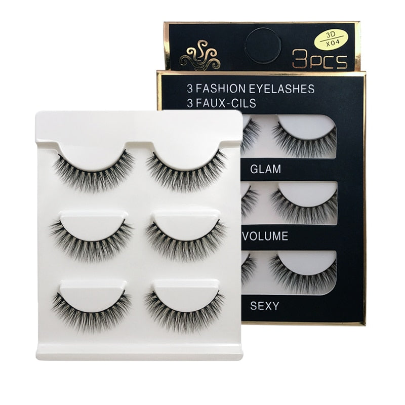 EC2BE 3 Pairs Natural False Eyelashes Thick Make Ups 3d Mink Lashes Soft Eyelash Extension Fake Eyelash Long Mink Eyelashes