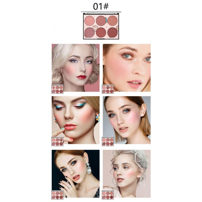 BL01 Miss Rose Six-Color Blush Long-Lasting Natural Red Matte Blusher Plate