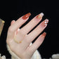 86 Golden Edge Jelly Glue Nail Tips Brown Sugar Umber Fake Nail Patch Chessboard Wear Short Nail