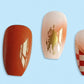 86 Golden Edge Jelly Glue Nail Tips Brown Sugar Umber Fake Nail Patch Chessboard Wear Short Nail