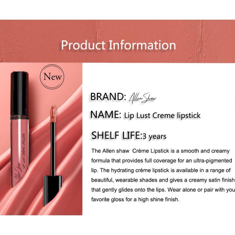 LS02 Lipstick Lip Glaze Allen Shaw Creme Cream Lip Gloss European and American Beauty