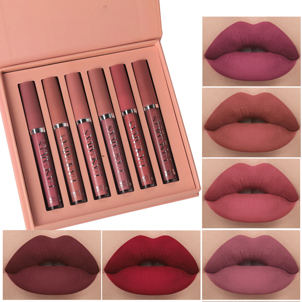 LS05 No Stain on Cup Liquid Lipstick 6 PCs Lip Gloss Lip Glaze Set