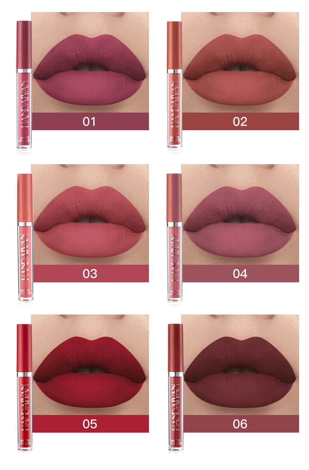 LS05 No Stain on Cup Liquid Lipstick 6 PCs Lip Gloss Lip Glaze Set