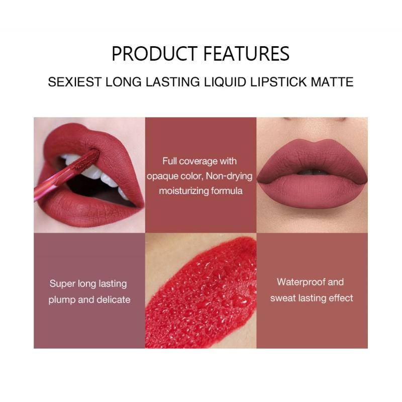 LS04 Matte Liquid Lipstick Matte No Stain on Cup Lip Gloss Lip Glaze