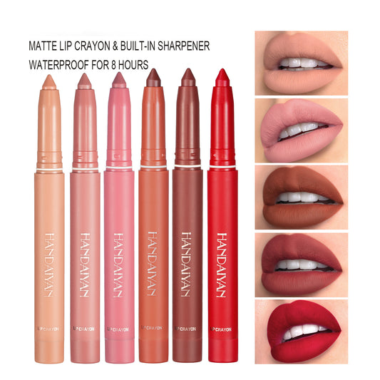 LS06 Not Easy to Fade No Stain on Cup Lipstick Pen Matte Lip Liner Dual-Use Lipstick