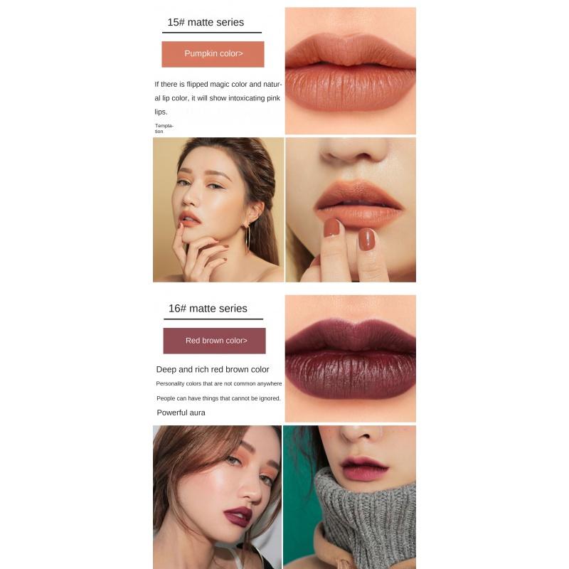 LS01 Pumpkin Color Matte Lipstick Matte Color Portable Six Pack Hard Box Beauty Makeup