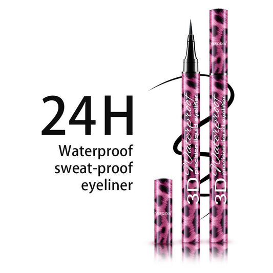 EL12 Red Leopard Print Eyeliner Waterproof Thick Black Makeup Not Smudge Black Liquid Eyeliner