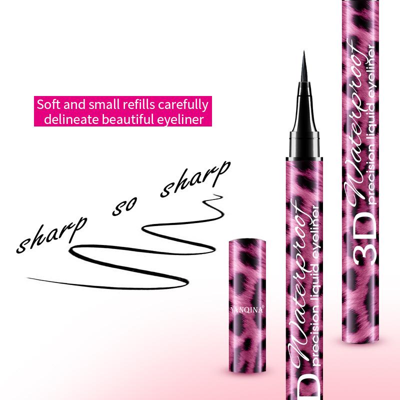 EL12 Red Leopard Print Eyeliner Waterproof Thick Black Makeup Not Smudge Black Liquid Eyeliner