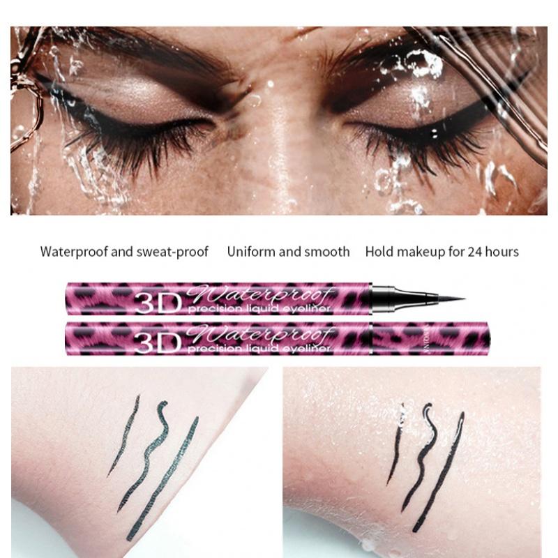 EL12 Red Leopard Print Eyeliner Waterproof Thick Black Makeup Not Smudge Black Liquid Eyeliner