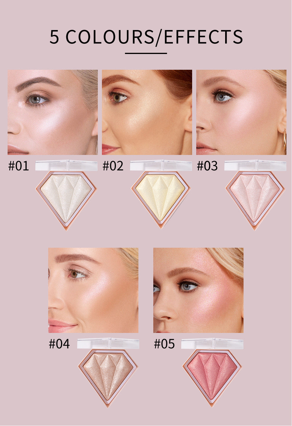 HL02 Brightening Skin Color Repair Glitter Nose Shadow Modification Three-Dimensional Brightening Diamond Highlight Powder